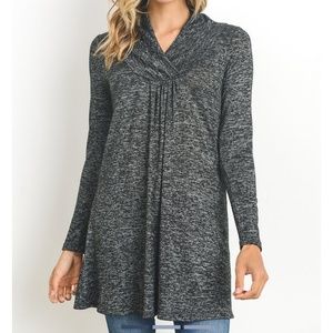 Hello Miz Maternity Charcoal Shawl Collar Sweater